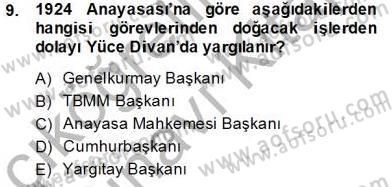 Anayasa 2 Dersi 2013 - 2014 Yılı Tek Ders Sınav Soruları 9. Soru
