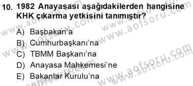 Anayasa 2 Dersi 2014 - 2015 Yılı (Vize) Ara Sınavı 10. Soru