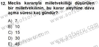 Anayasa 2 Dersi 2014 - 2015 Yılı (Vize) Ara Sınavı 12. Soru