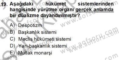 Anayasa 2 Dersi 2014 - 2015 Yılı (Vize) Ara Sınavı 19. Soru