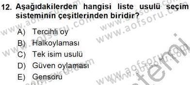 Anayasa 2 Dersi 2015 - 2016 Yılı (Vize) Ara Sınav Soruları 12. Soru