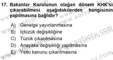 Anayasa 2 Dersi 2015 - 2016 Yılı (Vize) Ara Sınav Soruları 17. Soru