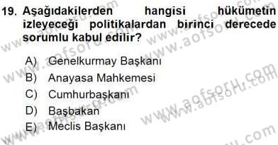 Anayasa 2 Dersi 2015 - 2016 Yılı (Vize) Ara Sınav Soruları 19. Soru