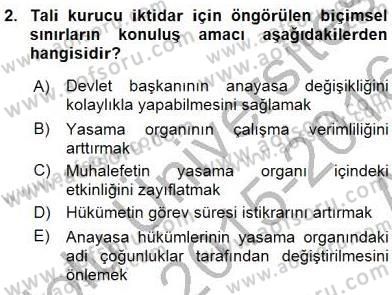 Anayasa 2 Dersi 2015 - 2016 Yılı (Vize) Ara Sınav Soruları 2. Soru