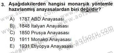 Anayasa 2 Dersi 2015 - 2016 Yılı (Vize) Ara Sınav Soruları 3. Soru