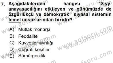 Anayasa 2 Dersi 2015 - 2016 Yılı (Vize) Ara Sınav Soruları 7. Soru