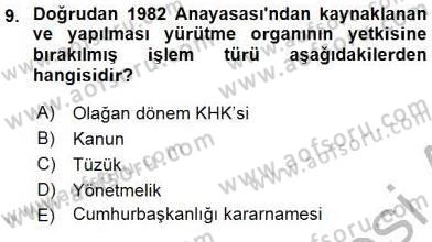 Anayasa 2 Dersi 2015 - 2016 Yılı (Vize) Ara Sınav Soruları 9. Soru