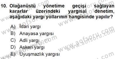 Anayasa 2 Dersi 2015 - 2016 Yılı (Final) Dönem Sonu Sınav Soruları 10. Soru