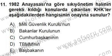 Anayasa 2 Dersi 2015 - 2016 Yılı (Final) Dönem Sonu Sınav Soruları 11. Soru