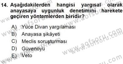 Anayasa 2 Dersi 2015 - 2016 Yılı (Final) Dönem Sonu Sınav Soruları 14. Soru
