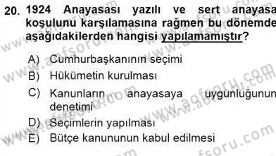 Anayasa 2 Dersi 2015 - 2016 Yılı (Final) Dönem Sonu Sınav Soruları 20. Soru