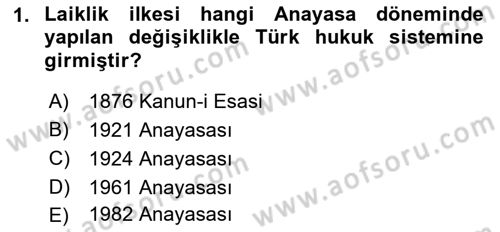 Anayasa 2 Dersi 2021 - 2022 Yılı Yaz Okulu Sınav Soruları 1. Soru