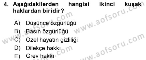 Anayasa 2 Dersi 2021 - 2022 Yılı Yaz Okulu Sınav Soruları 4. Soru