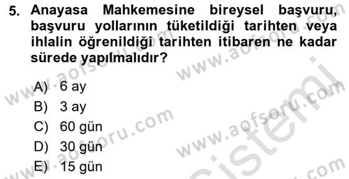 Anayasa 2 Dersi 2021 - 2022 Yılı Yaz Okulu Sınav Soruları 5. Soru