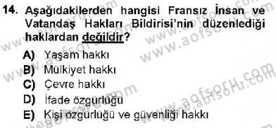 İnsan Hakları ve Kamu Özgürlükleri Dersi 2012 - 2013 Yılı (Vize) Ara Sınav Soruları 14. Soru