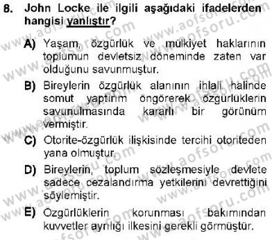 İnsan Hakları ve Kamu Özgürlükleri Dersi 2012 - 2013 Yılı (Vize) Ara Sınav Soruları 8. Soru