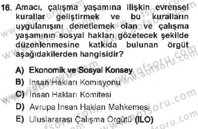 İnsan Hakları ve Kamu Özgürlükleri Dersi 2012 - 2013 Yılı Tek Ders Sınav Soruları 16. Soru