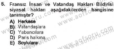 İnsan Hakları ve Kamu Özgürlükleri Dersi 2012 - 2013 Yılı Tek Ders Sınav Soruları 5. Soru