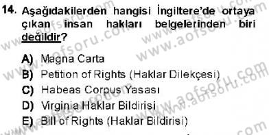 İnsan Hakları ve Kamu Özgürlükleri Dersi Ara Sınavı Deneme Sınav Soruları 14. Soru