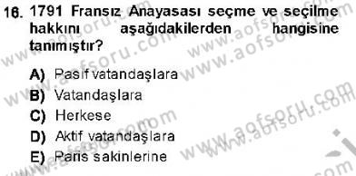 İnsan Hakları ve Kamu Özgürlükleri Dersi 2013 - 2014 Yılı (Vize) Ara Sınav Soruları 16. Soru