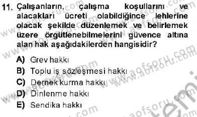 İnsan Hakları ve Kamu Özgürlükleri Dersi 2013 - 2014 Yılı (Final) Dönem Sonu Sınav Soruları 11. Soru