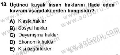İnsan Hakları ve Kamu Özgürlükleri Dersi 2013 - 2014 Yılı (Final) Dönem Sonu Sınav Soruları 13. Soru