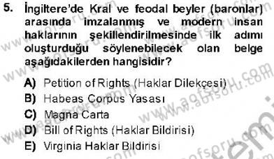 İnsan Hakları ve Kamu Özgürlükleri Dersi 2013 - 2014 Yılı (Final) Dönem Sonu Sınav Soruları 5. Soru