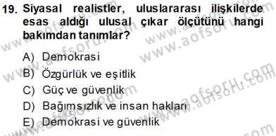İnsan Hakları ve Kamu Özgürlükleri Dersi 2013 - 2014 Yılı Tek Ders Sınav Soruları 19. Soru