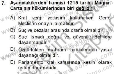 İnsan Hakları ve Kamu Özgürlükleri Dersi 2013 - 2014 Yılı Tek Ders Sınav Soruları 7. Soru