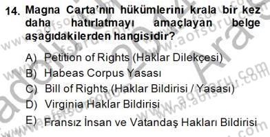 İnsan Hakları ve Kamu Özgürlükleri Dersi 2014 - 2015 Yılı (Vize) Ara Sınav Soruları 14. Soru