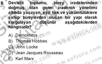 İnsan Hakları ve Kamu Özgürlükleri Dersi Ara Sınavı Deneme Sınav Soruları 8. Soru