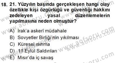 İnsan Hakları ve Kamu Özgürlükleri Dersi 2014 - 2015 Yılı (Final) Dönem Sonu Sınav Soruları 18. Soru