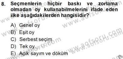 İnsan Hakları ve Kamu Özgürlükleri Dersi 2014 - 2015 Yılı (Final) Dönem Sonu Sınav Soruları 8. Soru