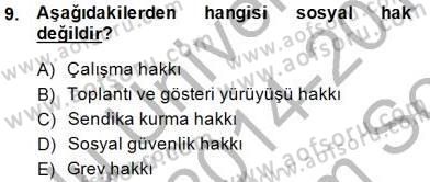 İnsan Hakları ve Kamu Özgürlükleri Dersi 2014 - 2015 Yılı (Final) Dönem Sonu Sınav Soruları 9. Soru