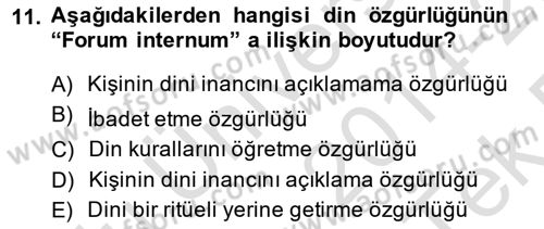 İnsan Hakları ve Kamu Özgürlükleri Dersi 2014 - 2015 Yılı Tek Ders Sınav Soruları 11. Soru