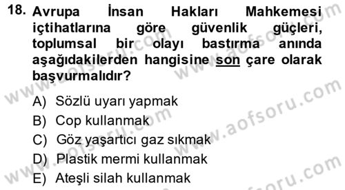 İnsan Hakları ve Kamu Özgürlükleri Dersi 2014 - 2015 Yılı Tek Ders Sınav Soruları 18. Soru