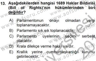 İnsan Hakları ve Kamu Özgürlükleri Dersi Ara Sınavı Deneme Sınav Soruları 13. Soru