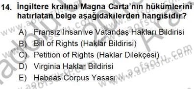 İnsan Hakları ve Kamu Özgürlükleri Dersi 2015 - 2016 Yılı (Vize) Ara Sınav Soruları 14. Soru