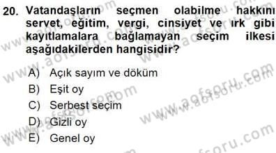 İnsan Hakları ve Kamu Özgürlükleri Dersi Ara Sınavı Deneme Sınav Soruları 20. Soru