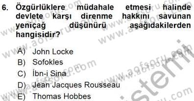 İnsan Hakları ve Kamu Özgürlükleri Dersi 2015 - 2016 Yılı (Vize) Ara Sınav Soruları 6. Soru