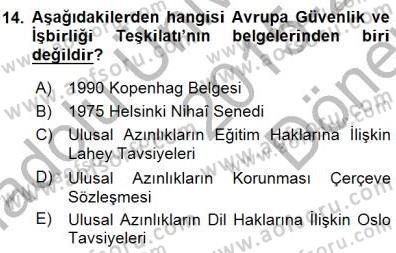 İnsan Hakları ve Kamu Özgürlükleri Dersi 2015 - 2016 Yılı (Final) Dönem Sonu Sınav Soruları 14. Soru