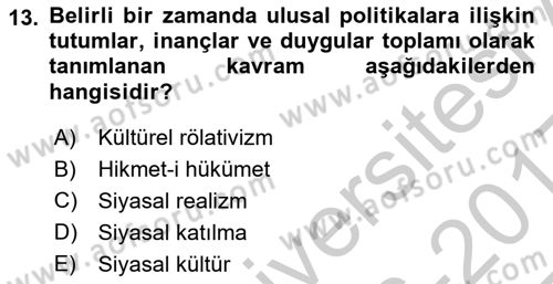 İnsan Hakları ve Kamu Özgürlükleri Dersi 2016 - 2017 Yılı 3 Ders Sınav Soruları 13. Soru