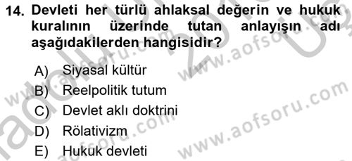 İnsan Hakları ve Kamu Özgürlükleri Dersi 2016 - 2017 Yılı 3 Ders Sınav Soruları 14. Soru