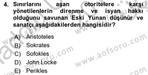 İnsan Hakları ve Kamu Özgürlükleri Dersi 2016 - 2017 Yılı 3 Ders Sınav Soruları 4. Soru