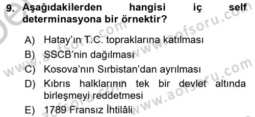 İnsan Hakları ve Kamu Özgürlükleri Dersi 2016 - 2017 Yılı 3 Ders Sınav Soruları 9. Soru