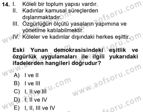 İnsan Hakları ve Kamu Özgürlükleri Dersi 2016 - 2017 Yılı (Vize) Ara Sınav Soruları 14. Soru