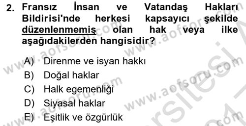 İnsan Hakları ve Kamu Özgürlükleri Dersi 2016 - 2017 Yılı (Vize) Ara Sınav Soruları 2. Soru