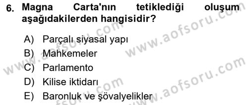 İnsan Hakları ve Kamu Özgürlükleri Dersi Ara Sınavı Deneme Sınav Soruları 6. Soru