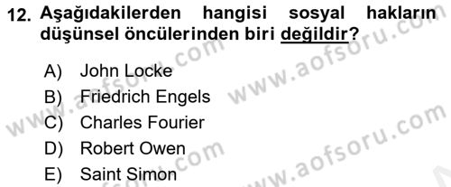 İnsan Hakları ve Kamu Özgürlükleri Dersi 2016 - 2017 Yılı (Final) Dönem Sonu Sınav Soruları 12. Soru