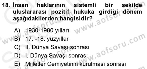 İnsan Hakları ve Kamu Özgürlükleri Dersi 2016 - 2017 Yılı (Final) Dönem Sonu Sınav Soruları 18. Soru